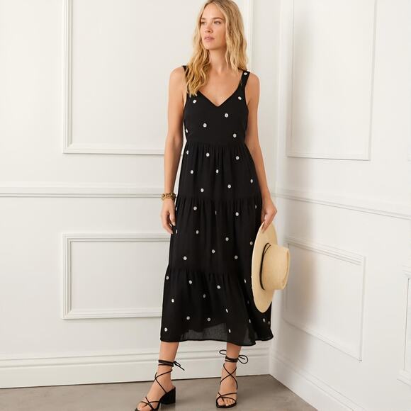 Karen Kane Dresses & Skirts - NWT Karen Kane In The Garden Embroidered Tiered Midi Dress Black XS/S